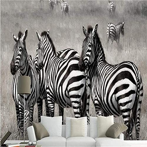 MUDUH Wandbilder 3D Tapete Tierisches Zebra Dekorative Tapete 3D-Tapete Selbstklebend Wohnzimmer Die Wand Für Schlafzimmer Wandbild Tv-Hintergrund Abnehmbare Wandposter 140(B) x70(H) cm