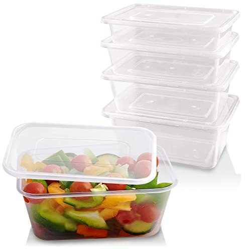 Sabco - 25pcs 650ml Clear Plastic Microwave Containers With Lids - Food Tubs Ideal For Takeaways & Restaurants - BPA Free Freezer Safe & Microwavable