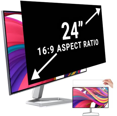 ZCAZY [2 -Pack 24 Inch Computer Privacy Screen for 16:9 Widescreen Monitor Shield Removable Eye Protection Anti-Glare Blue Light Anti Scratch Filter Comput