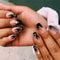 24pcs Square False Nails Black Fireflame Stick on Nails Press on Nails Removable Glue-on Nails Fake Nails Women Girls Nail Art Accessories