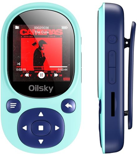 64GB MP3 Player with Bluetooth, Oilsky Clip-on Mp3 Player for Sports, Kids Mini Portable Music Player with FM Radio, Recording, Pedometer, Earphones included