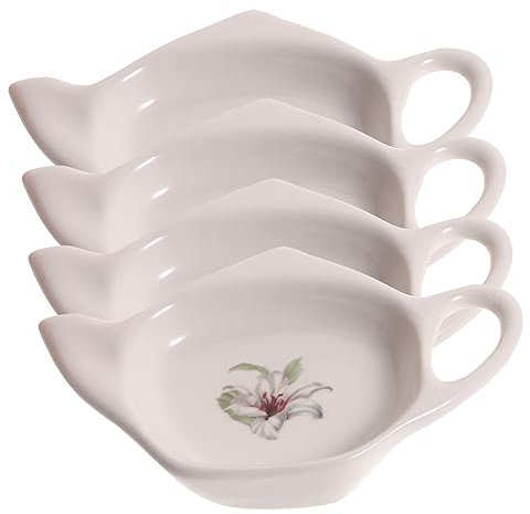 FUNOMOCYA 4pièces Plateau à Thé Céramique Forme De Théière pour Sachets De Thé Support Élégant Et Pratique pour Maison Et Restaurant