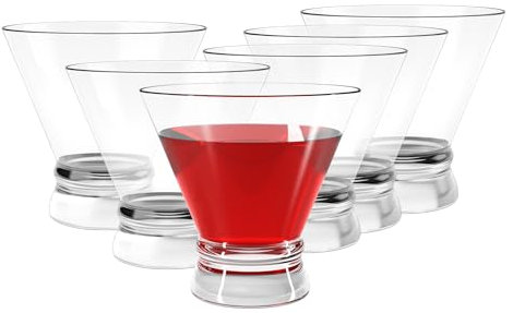 Gnimihz Martini Glasses Set of 6 - Crystal Sake Cup Cocktail Glasses, Stemless Martini Glass for Bar, Martini, Cosmopolitan, Manhattan, Gimlet, Pisco Sour Brandy, Margarita Glasses, Dessert Cups, 8oz