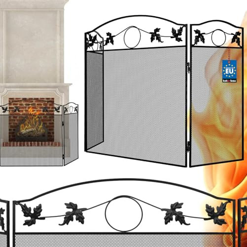 KOTARBAU® Funkenschutzgitter Schutzgitter Kamin 70 x 130 cm 3-teilig Schwarz Kaminfunkenschutz Stahl Ofenschutzgitter Ofengitter Kamingitter Kinderschutz Kaminschutzgitter Baby Gitter Schutz Kinder