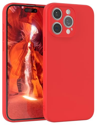 EAZY CASE - Silikonhülle für iPhone 15 Pro Max Hülle Silikon Case Rot weich stoßfeste Handyhülle iPhone 15 Pro Max Schutzhülle mit Kameraschutz Dünn Premium Schutz Cover TPU Phone Bumper in Rot