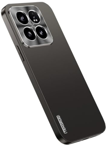 Wigento Für Xiaomi 14 Pro Feinmattes Metall Design Handy Hülle Cover Case Zubehör Schwarz