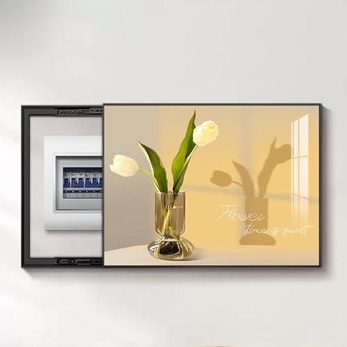 Wand Stromzähler Dekorative Malerei, Abgeschirmter Schaltkasten/Sicherungskasten Panel Verstecken Gemälde, Schwarzer Rahmen Vertikale Unterbrecherkastenabdeckung (Color : Style 4, Size : 60x50cm(23.