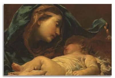 FYRNQ Poster Jungfrau Maria, Jesus, Heilige Maria, Madonna und Kind, Wandkunstdruck, Retro, ästhetische Raumdekoration, Gemälde, Leinwand, Heim- und Bürodekoration, 40 x 60 cm, ungerahmter Stil