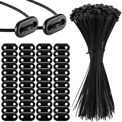 Sinmoe 100 Ensemble Kit de Fixation pour Brise-Vue y Compris Les Attaches de Câble et Fixation des Plaques de Montage Kit de Montage en PVC pour Tapis d'Intimité Clôtures de Jardin