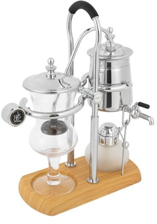 Garbenat Sifón cafetera de lujo actualizada con sifón, juego de cafetera retro con grifo de 180°, cafetera de vacío para extraer y preparar té plateado
