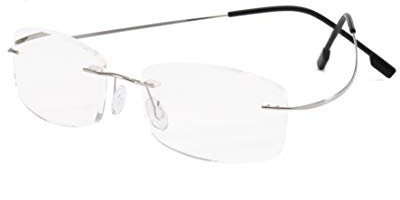 Viseng Randlose Lesebrille Ultraleicht Titanlegierung Rahmenlose Lesehilfe für Herren und Damen Anti Blaulicht Modische Brillen 3.0