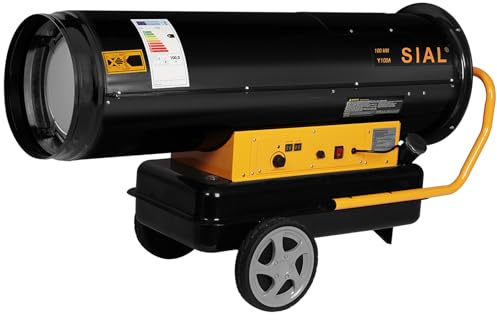 SIAL 100 kW Ölheizgebläse Y100A – Luftvolumen 3000 m³/h – Heizkanone – 51 L Tank Bauheizer Dieselheizung