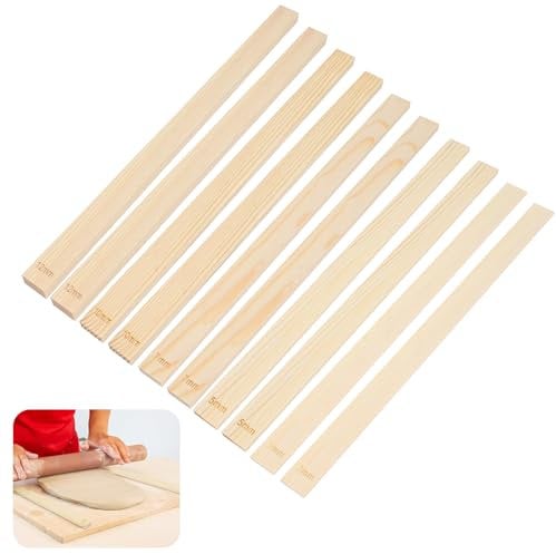 Bekecidi Set di 10 mattarelli in legno e guide in argilla per lavori artigianali, 4 dimensioni uniche per ceramiche, ceramiche e creazioni fai-da-te, libera l'artigiano che è in te