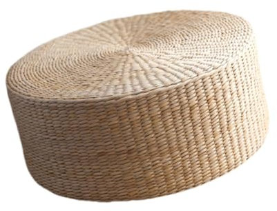 predolo Tatami Bodenkissen Rundes gepolstertes Kissen Hocker Handgewebte Strohmatte Sitzkissen für Yoga Zen Meditation, 30x30x20cm