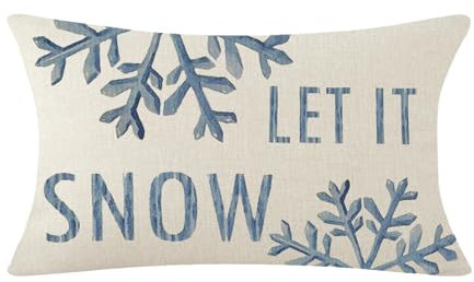 Kopfkissenbezug Blaues Wort Let It Snow Schneeflocken Winter Kissenbezüge Gemütliche Kissenhülle Packung Dekoration Zierkissenbezug Für Moderne Schlafzimmer Büro 40x60cm