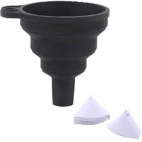 AOMiGT Lacksiebe, Lacksiebe Lackfilter, 50 Stück Lackierzubehör, Nylon konisches Papier Filter, Filtern Farbe, Resin Filter mit Faltbarem Silikon Trichter, für Autolack Lacksieb Farbsiebe