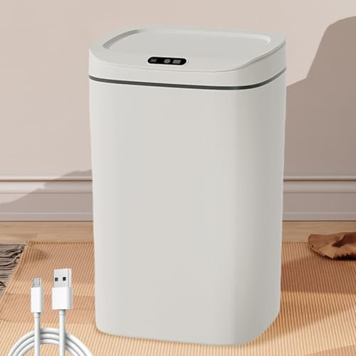 GAOUTO Mülleimer mit Sensor, 16 L Automatik Mülleimer mit Smart Sensor, Sensor Mülleimer, Mülleimer Automatisch, Elektrischer MüLleimer Mit Sensor Weiß Plastik, Mülleimer Küche Sensor