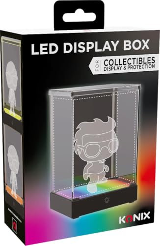Konix LED-Vitrine Display Box für Figur - Kompatibel mit Funko Pop, Banpresto Qposket, Untere Figuren 9 x 9 x 14 cm - RGB-Beleuchtung - USB-Kabel