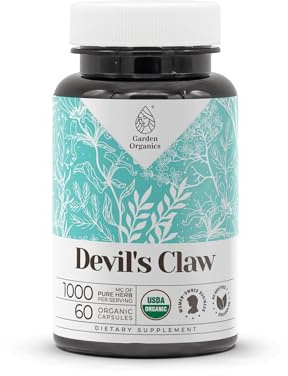 Devil's Claw USDA Organic 60 Capsules | High-Potency Natural Supplement | Certified Organic Vegetarian Capsules and Organic Devil's Claw (Harpagophytum procumbens) Dried Root (60 Capsules)