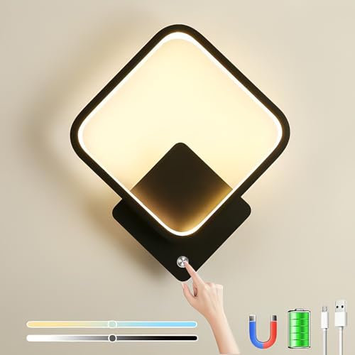 TRUYOK Applique Murale LED Intérieur Moderne Éclairage Mural in Aluminium Lampe Murale pour escalier couloir balcon Garage chambre salon Luminaire (Noir C)