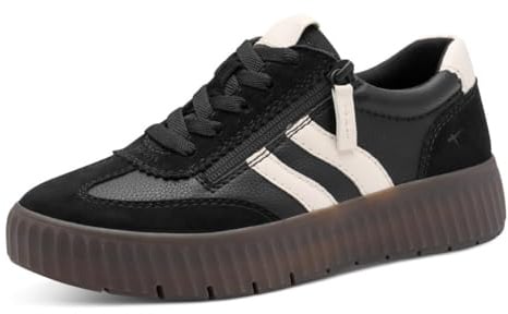 Tamaris Comfort Damen Sneaker flach mit Reißverschluss Freizeit, Schwarz (Black Comb), 40 EU