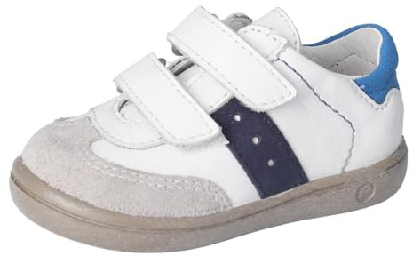 RICOSTA Jungen Kletthalbschuhe Henry, Kinder Lauflernschuhe, Weite: Mittel, lose Einlage, Freizeitschuhe, Klettschuhe, Weiss/Stein/Nautic (820), 26 EU