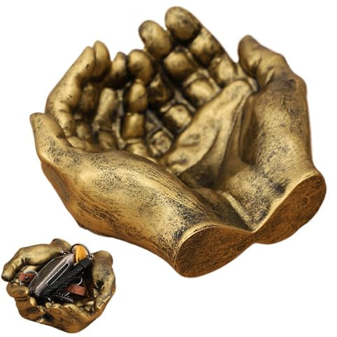 Plato de resina para joyería de mano, bandeja para llaves grabada, bandeja de almacenamiento con forma de mano, organizador de entrada, plato de joyería, bandeja de escritorio para decoración de pendi