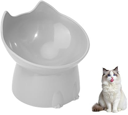 Raised Cat Bowls, Elevated Cat Feeding Water Bowl with Stand Tilted Anti Vomit Dog Kitten Food Dishes Pet Feeder for Cats and Small Dogs
