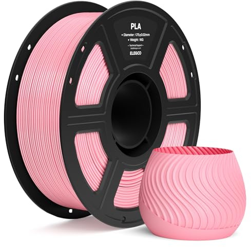 ELEGOO PLA Filament 1,75mm Rosa 1KG, 3D Drucker Filament PLA | Maßgenauigkeit +/- 0,02mm, 1kg Kunststoffspule (2.2lbs), Sauber Gewickelte, Vakuumverpackung für Meisten FDM 3D Drucker