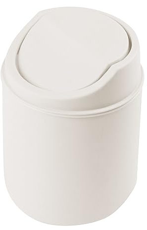 Kielsjajd Poubelle De Table, Petite Poubelle De Bureau avec Couvercle, Poubelle en Plastique Réutilisable, Poubelle De Table pour Salon Cuisine Chambre À Coucher Salle De Bains Et Bureau (Blanc)