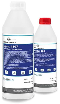 Epoxidharz 4307 + Härter 180 Grundierung Universal-System für Laminate Beschichtungen Reparaturen auf problematische Untergründen Korrosionsschutz, Epoxidharz Menge:1.6kg