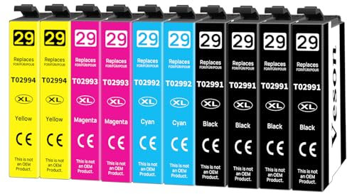 29XL Cartouches d'encre Compatibles pour Epson 29 XL avec Epson Expression Home XP-352 XP-342 XP-442 XP-452 XP-335 XP-345 XP-245 XP-235 XP-247 XP-255 XP-432 XP-435 XP-445 XP-455 XP-355 (Lot de 10)