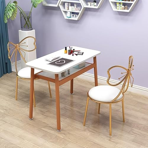 Modern Art Nail Tech Workstation with Open Shelf Professional Manicure Table for Beauty Salon Spa Wooden Makeup Desk for Nail Artists Includes Nail Table and Chair Combo