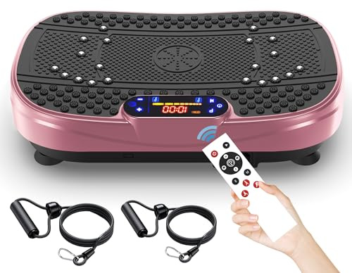 SAVEYOUR Vibrationsplatte für Zuhause | Rüttelplatte mit 120 Stufen & 5 Modi, mit Widerstandsbändern & Fernbedienung, ideal für Zuhause Home Gym