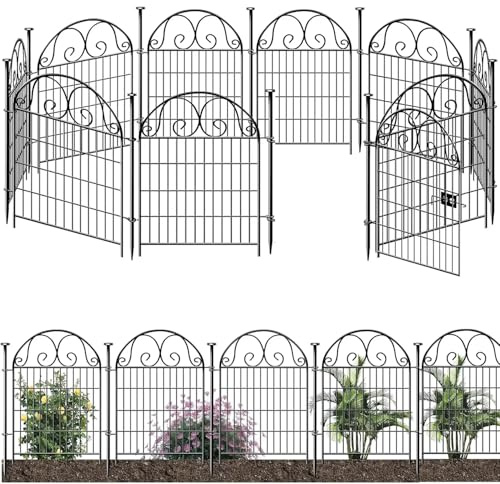Recinzione per Stagno Giardino, 90cm Altezza x 70cm Larghezza, Recinzione Decorativa in Metall o da Infissione Senza Scavo, per Aiuole, Cortile e Come Barriera per Cani o Animali Piccoli (10PCS)