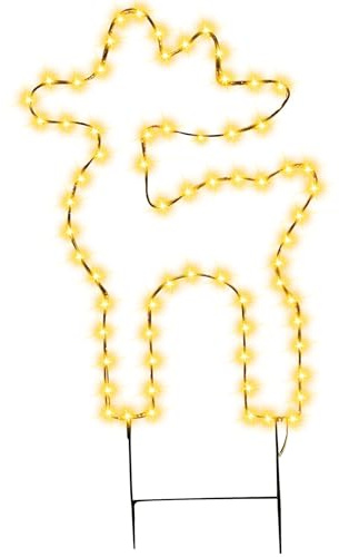 Hekasvm Weihnachtsdeko Outdoor mit 2 Beleuchteten Rentieren & Schlitten, 129 LED Weihnachtsbeleuchtung Außen IP65, Strombetriebener Gartenstecker mit Timer Warmweiß/Bunt für Hof Weg (A)