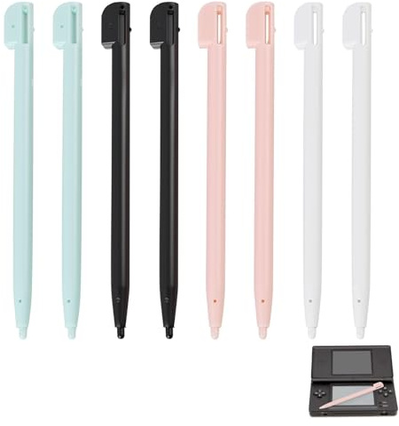 8 Stück Eingabestifte für Nintendo 3DS XL, 3DS Stift, NDS, DS Lite, DSL, NDSL, Touchscreen Stift, 4 Farben (Schwarz, Weiß, Rosa, Blau), Präzises und Langlebiges Spielzubehör