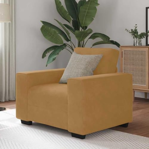 Yunovire Brauner Samt Sessel, 60 cm Sitzbreite, Relaxsofa mit Holzrahmen, für Wohnzimmer Schlafzimmer, bequemer Lounge Stuhl für Erwachsene