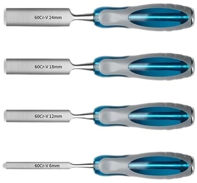 4pcs Wood Chisel Set with Safety Blade Guards and Beveled Edges for Carving and DIY