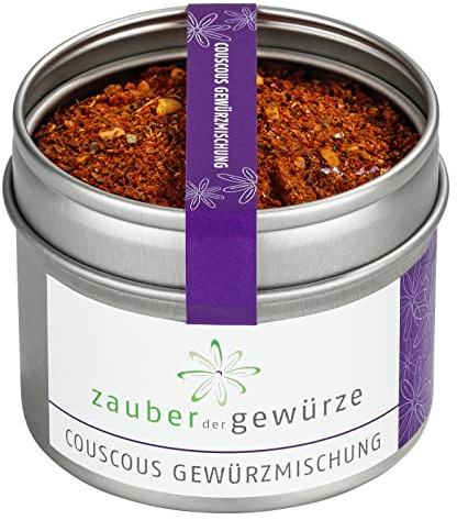 Zauber der Gewürze Couscous Gewürz, Gewürzmischung für Couscous, Bulgur, Tabouleh und weitere orientalische Gerichte, Premium-Qualität in wiederverschließbarer Aroma-Dose, 55 g