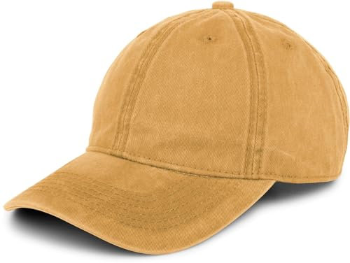 styleBREAKER Unisex Baseball Cap Vintage Look verstellbar 6-Panel Cappy in Washed Optik mit gebogenem Schirm Baumwolle Retro Cap Damen und Herren, Farbe:Senf