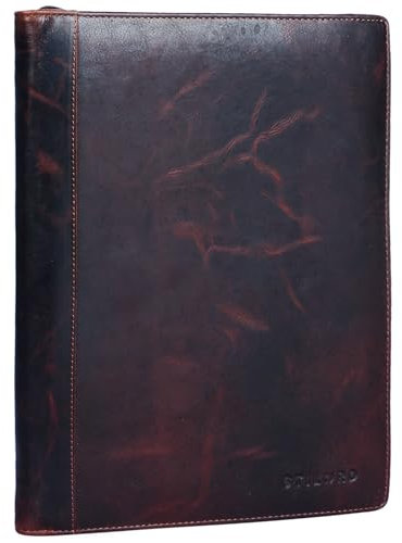 STILORD 'Julius' Vintage Konferenzmappe Leder Schreibmappe Aktenmappe Dokumentenmappe A4 Organizer 12 Zoll Tablettasche echtes Rindsleder, Farbe:Kara - braun