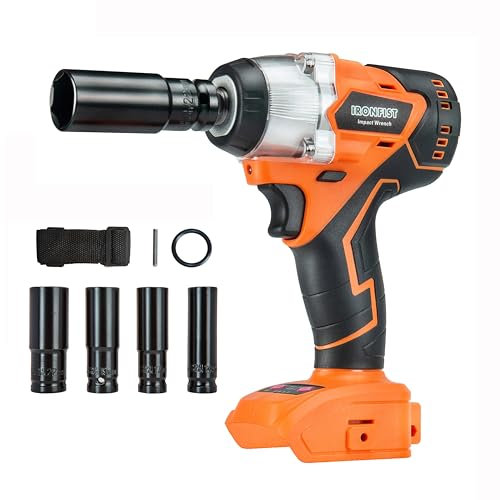 IRONFIST Impact Wrench Compatible with DEWALT 20V Batteries, Cordless Power Impact Wrench with 2 IN 1 Work Head, Electric Brushless Motor, 420Nm Torque (BATTERY NOT INCLUDE)