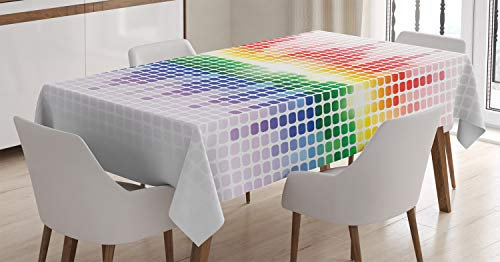 ABAKUHAUS Musik Tischdecke, Leuchtende Farben Club-Disco, Schmutzabweisend Pflegeleicht Waschbar Druck Mit Klaren Farben ohne Verblassen, 140 x 240 cm, Weiß Rot Blau