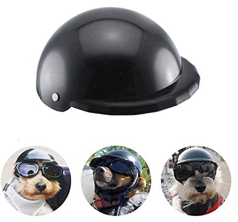 Namsan Haustierhelm Hundehelm für Hunde Einstellbar Hunde Motorradhelm Fahrradhelm Cap für Katzen/Kleine Hunde - Schwarz