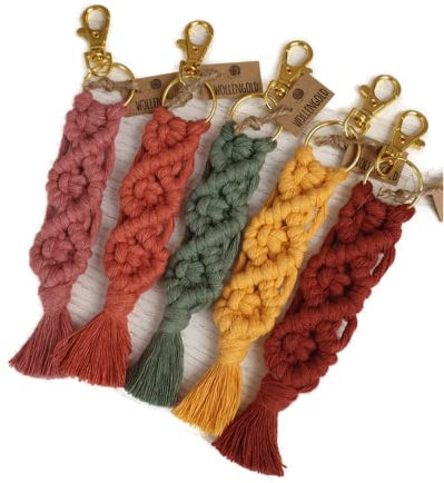 Makramee Schlüsselanhänger FARBWAHL Taschenanhänger 100% Baumwolle Macrame Taschenaccessoire