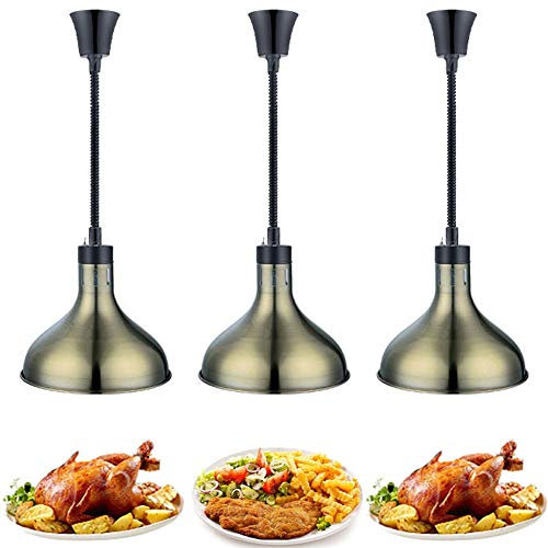 RSHJD Lebensmittel Wärmelampe, Warmhaltelampe Verwendet für Isolierte Lebensmittel und Utensilien mit Heizlampe, Küche Hotel Buffet Liefert, 3pcsbronze
