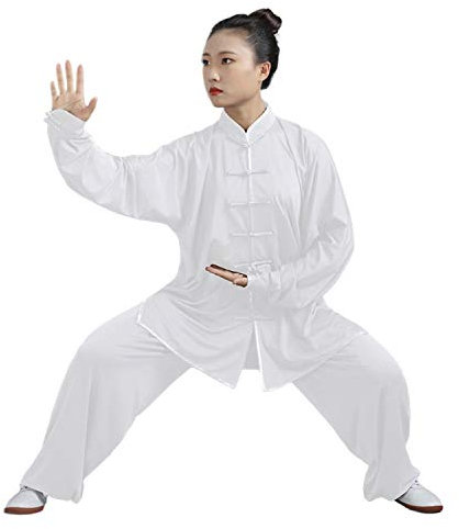 BBLAC 2KEY Artes Marciales Ropa | Unisex Uniforme para Tai Chi y Kung Fu | Tradicional Chino Ropa Está Hecho Leche Seda | Traje Ligero para Meditación y Qigong (B, M)