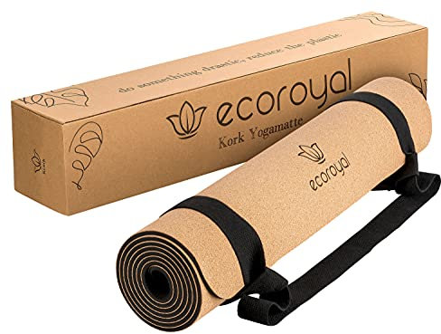 Ecoroyal Yogamatte Kork I Yoga Matte I Korkmatte mit Tragegurt I Nachhaltig & rutschfest I Yoga Mat Cork [183 x 61 x 0,4 cm]