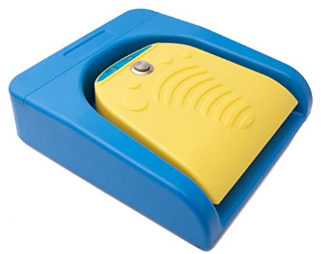 System-S Bluetooth Fußpedal kabellos mit extra Taste USB Typ C für PC Hotkeys Blau Gelb